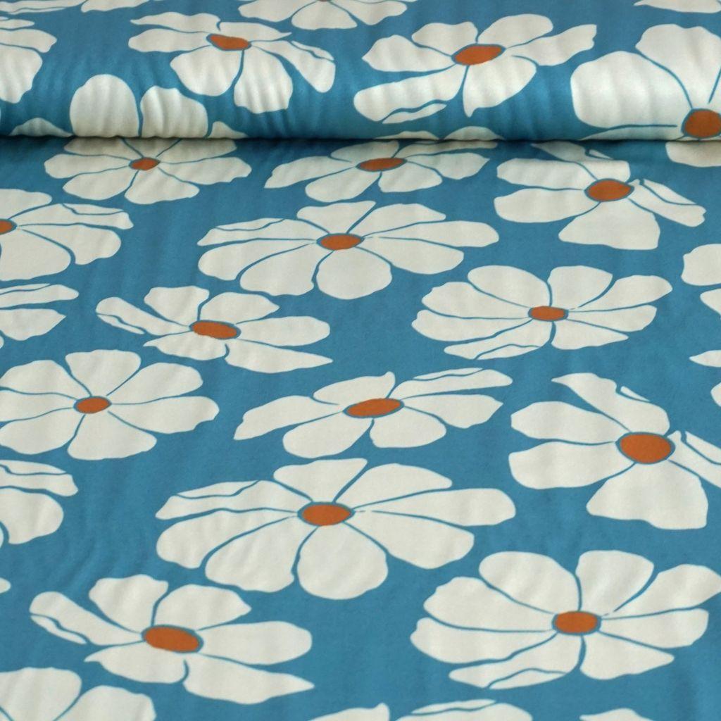 Viskose Twill Margeriten hellblau weiß - Light and Lush